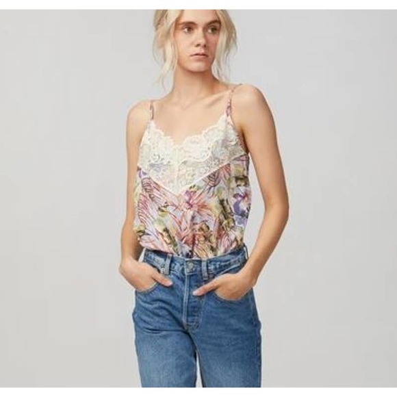NWT Allen Schwartz Anabella Cami Tropical Leaf Print Top Size Medium - Picture 1 of 12